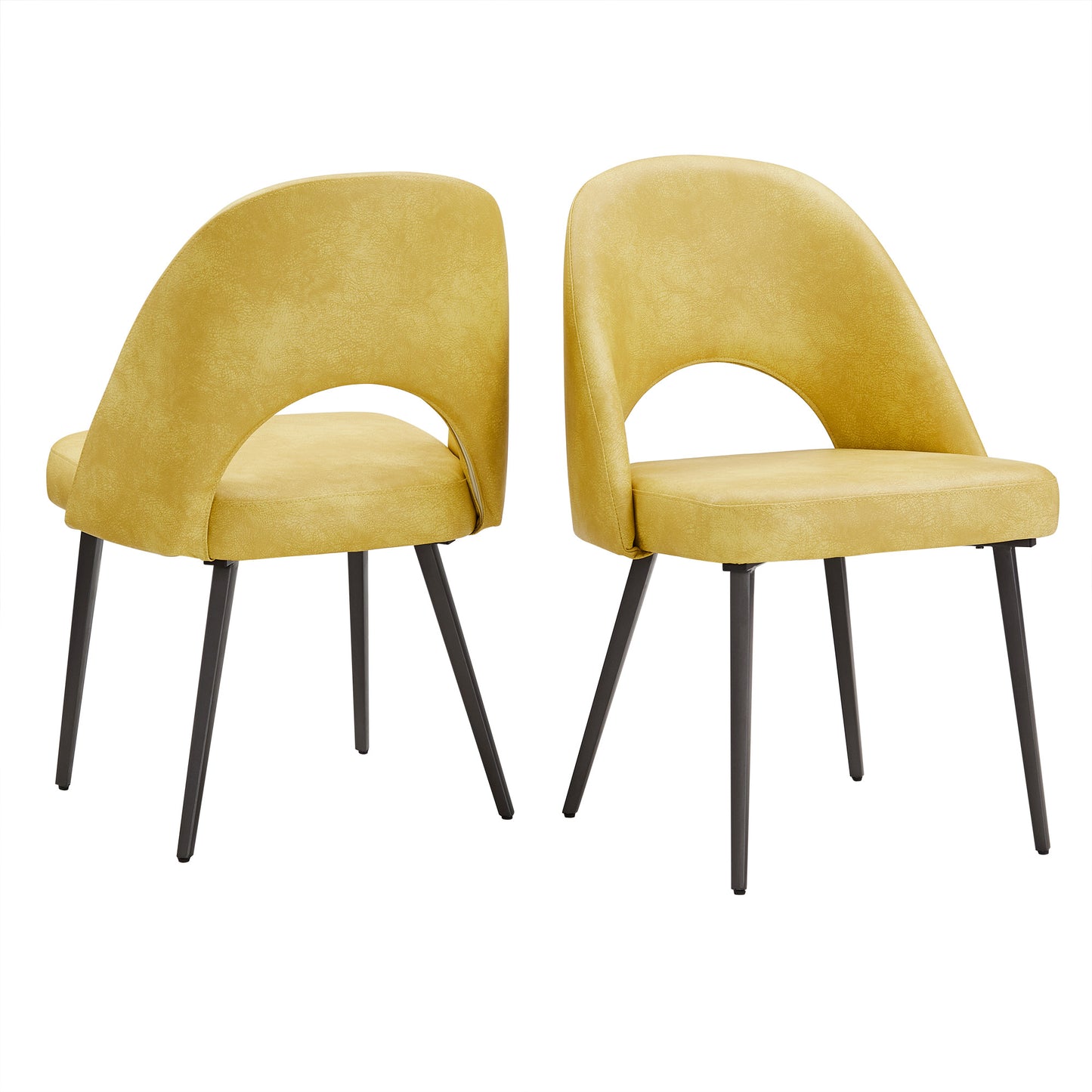 Upholstered Dining Chairs (Set of 2) - Yellow PU Leather