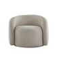 Modern Boucle Accent Chair with Cloud-Like Curved Design and Furry Channel Pillow - Light Gray Chair with Dark Gray Pillow