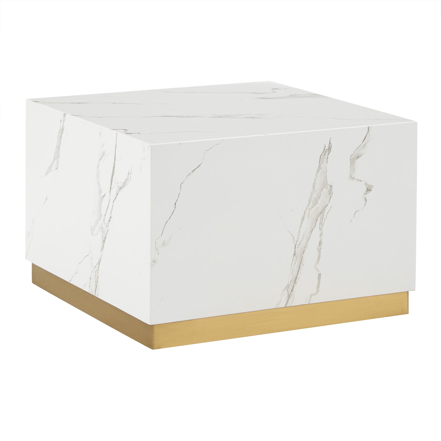 Faux Marble Coffee Table with Casters - White, Square