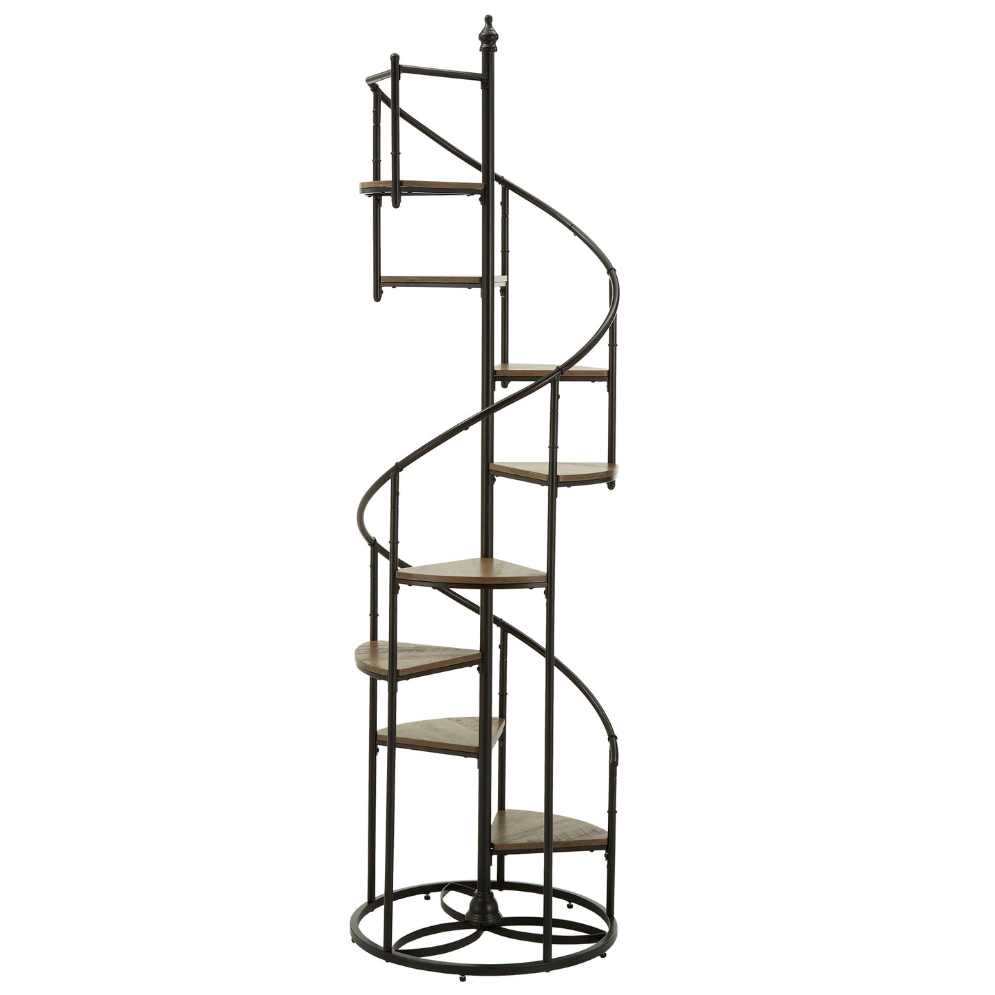 Black Finish Metal Spiral Staircase Display Shelf