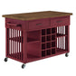 Two-Tone Kitchen Island with Wine Rack - Oak Top with Antique Berry Base