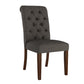 Tufted Rolled Back Parsons Chairs (Set of 2) - Brown Finish, Dark Gray Linan