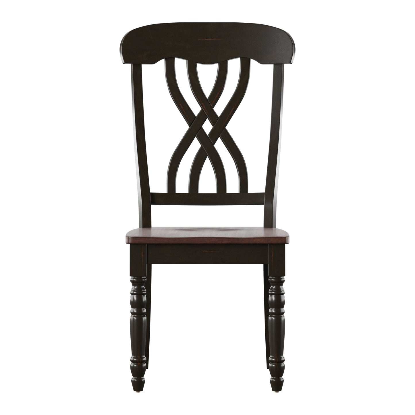 Two-Tone Round Dining Set - Antique Black, Cross Back, 3-Piece Set