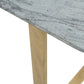 Faux Marble Sled Base Dining Table - Grey Top with Gold Finish