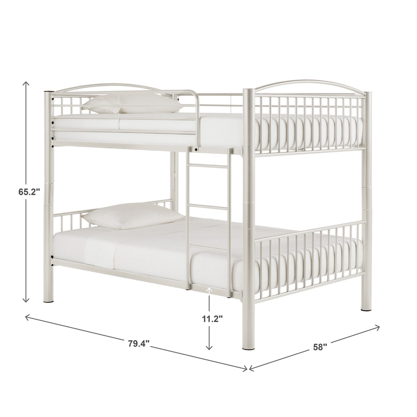 VersaFlex Metal Bunk Bed - White, Convertible Full over Full