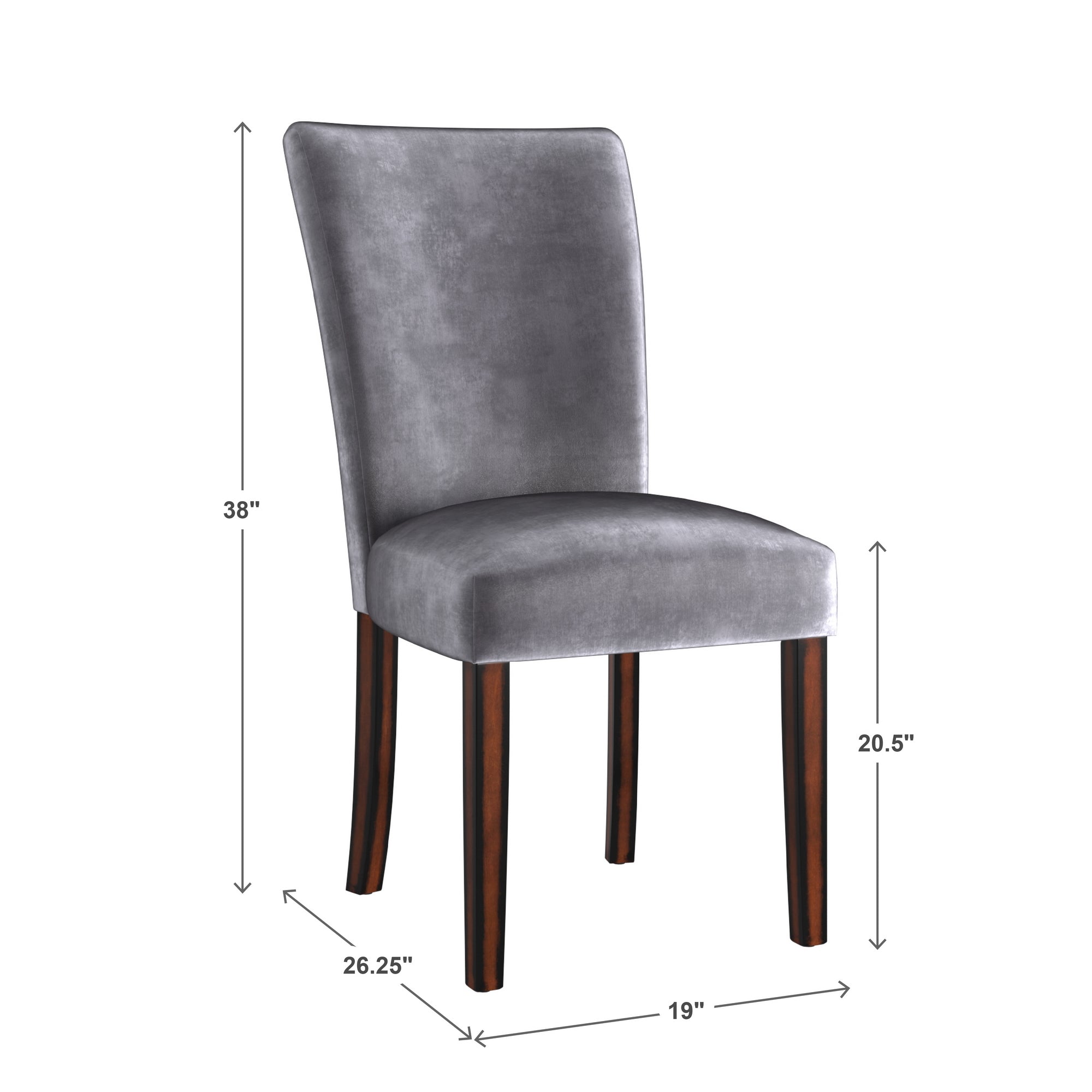 Upholstered Parson Dining Chairs Set of 2 Espresso Finish Blue Steel Velvet by Inspire Q Bold