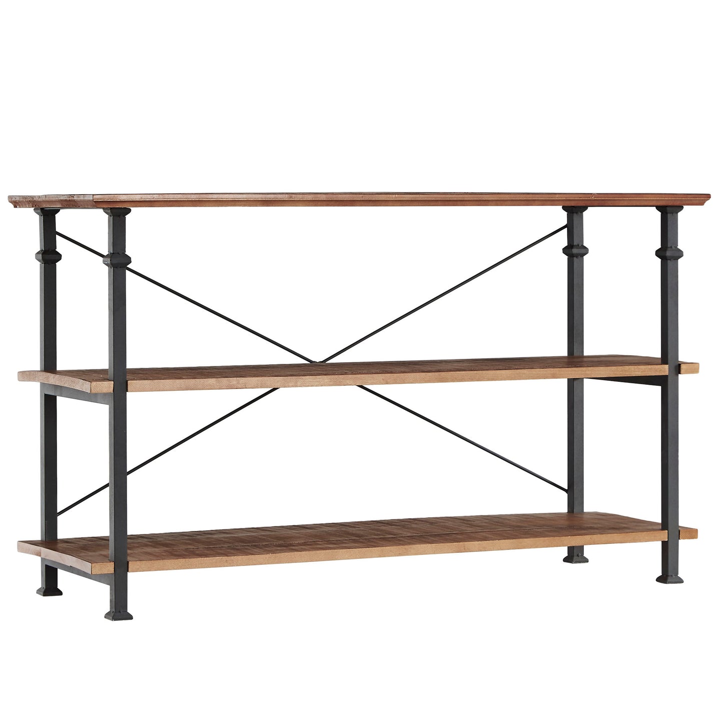 Vintage Industrial TV Stand - Rustic Oak Finish