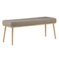 Gold Finish Fabric Dining Bench - Dark Gray