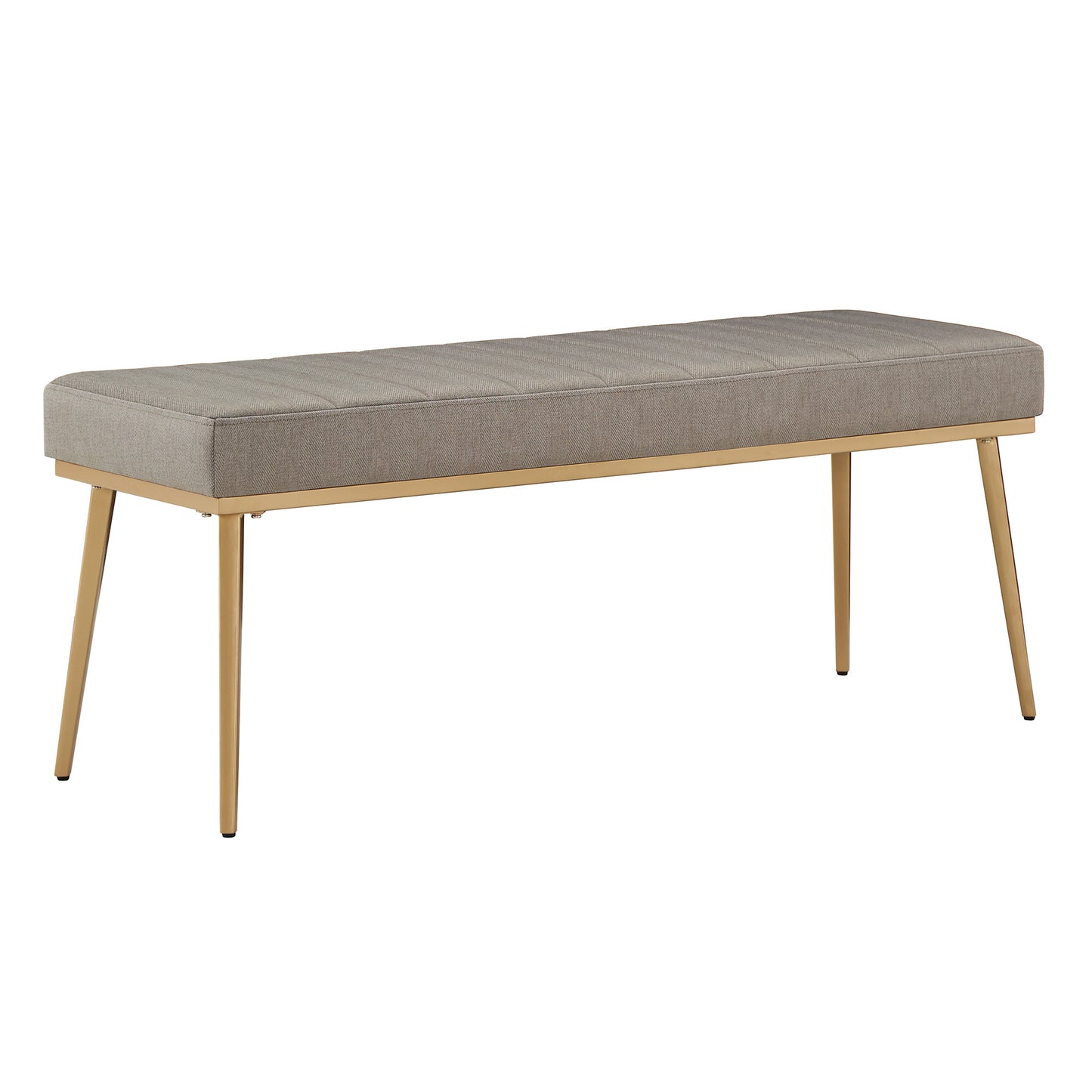 Gold Finish Fabric Dining Bench - Dark Gray