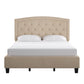 Adjustable Diamond-Tufted Arch-Back Bed - Beige, Full