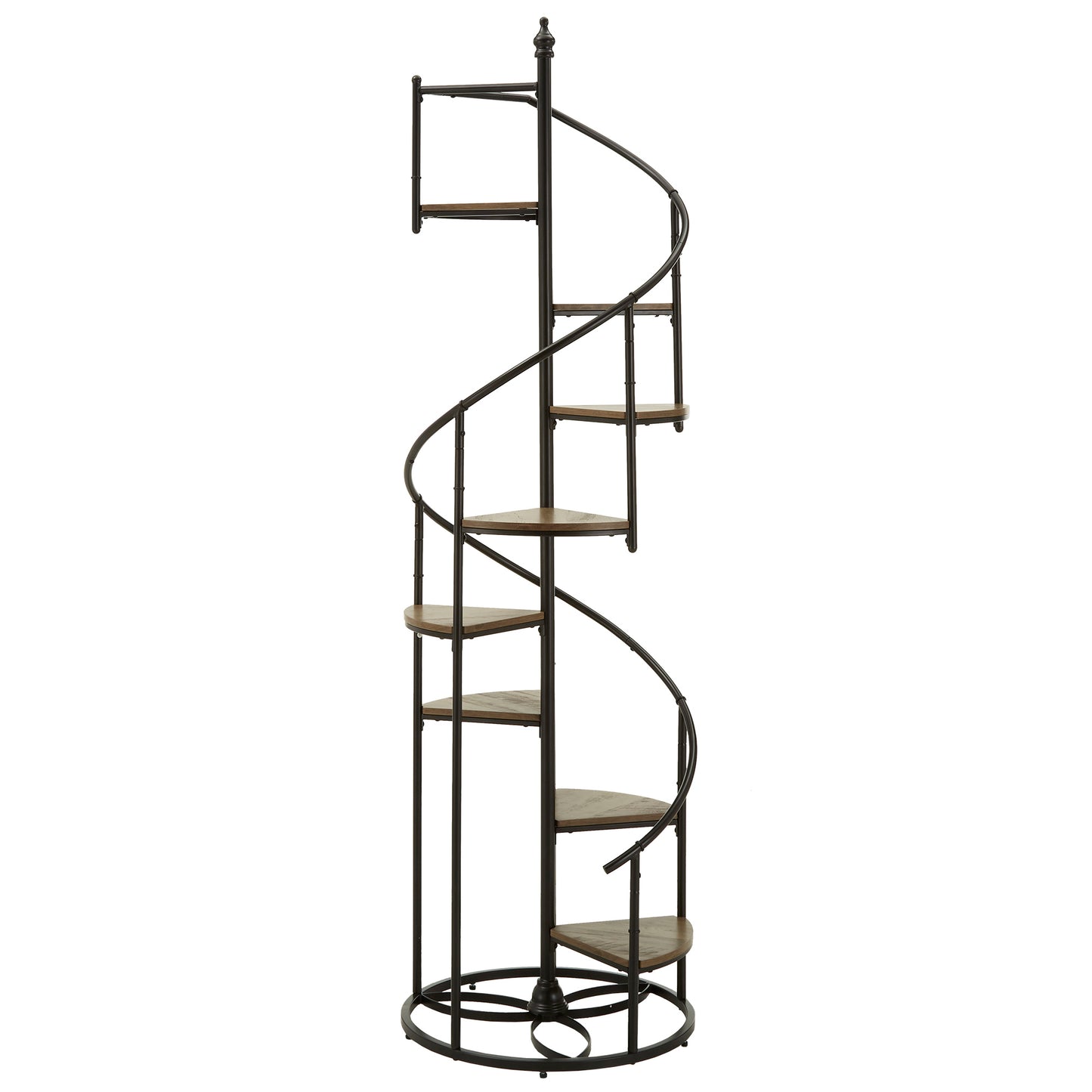 Black Finish Metal Spiral Staircase Display Shelf