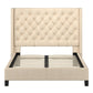 Wingback Button Tufted Platform Bed - Beige Linen, Full