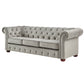 Tufted Scroll Arm Chesterfield Sofa - Gray Velvet