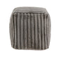 Upholstered Square Pouf Ottoman - Dark Gray Channal Furry Fabric