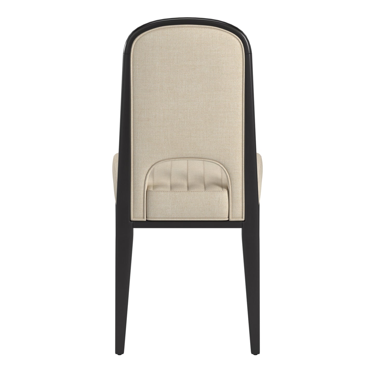 Wood Finish Cream Fabric Channel Stitching Dining Chair (Set of 2) - Black Oack