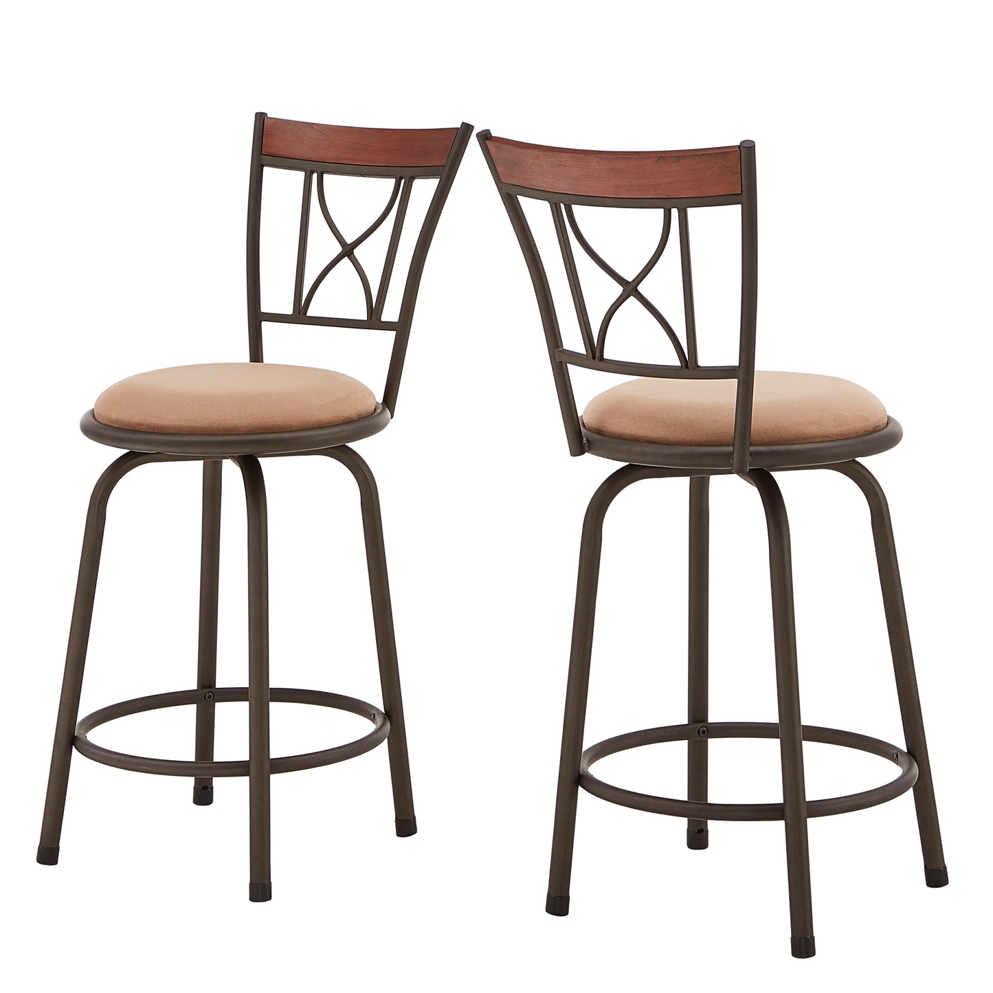 Curve X-Back Wood Trim 3-Pack Adjustable Stools - Bronze Finish