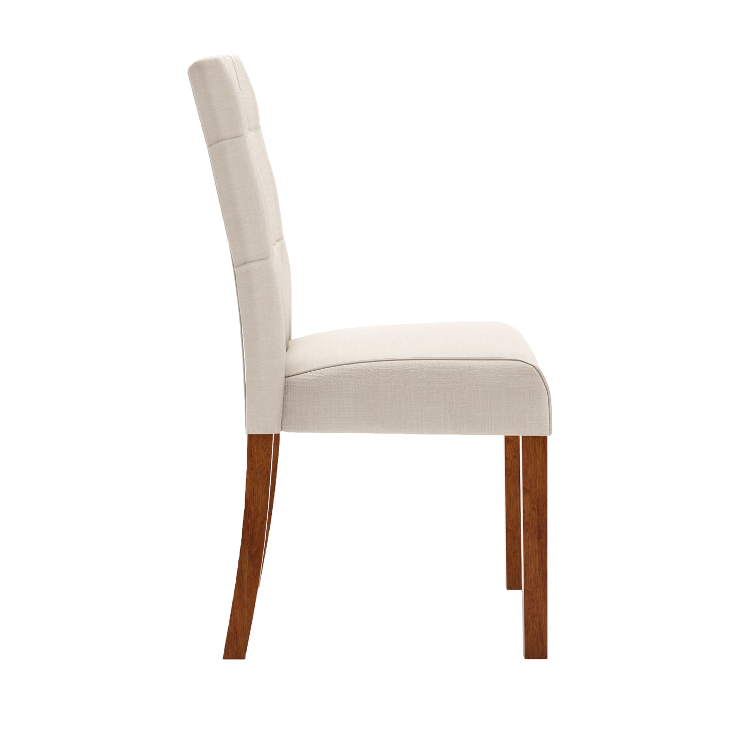 Cherry Finish Upholstered Dining Chairs (Set of 2) - Beige Linen