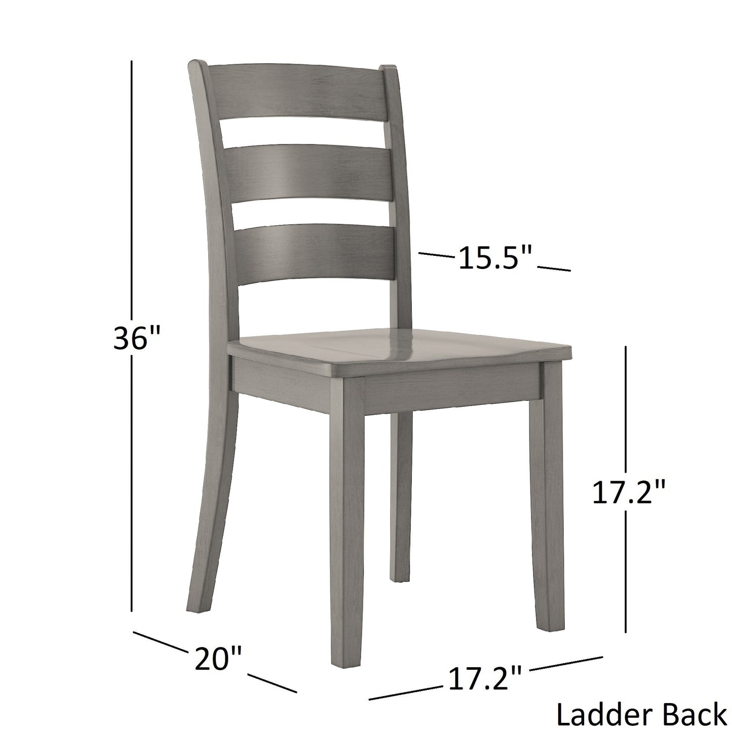 60-inch Ractangular Antiqua Gray Dining Sat - Ladder Back Chairs, 6-Piece Set