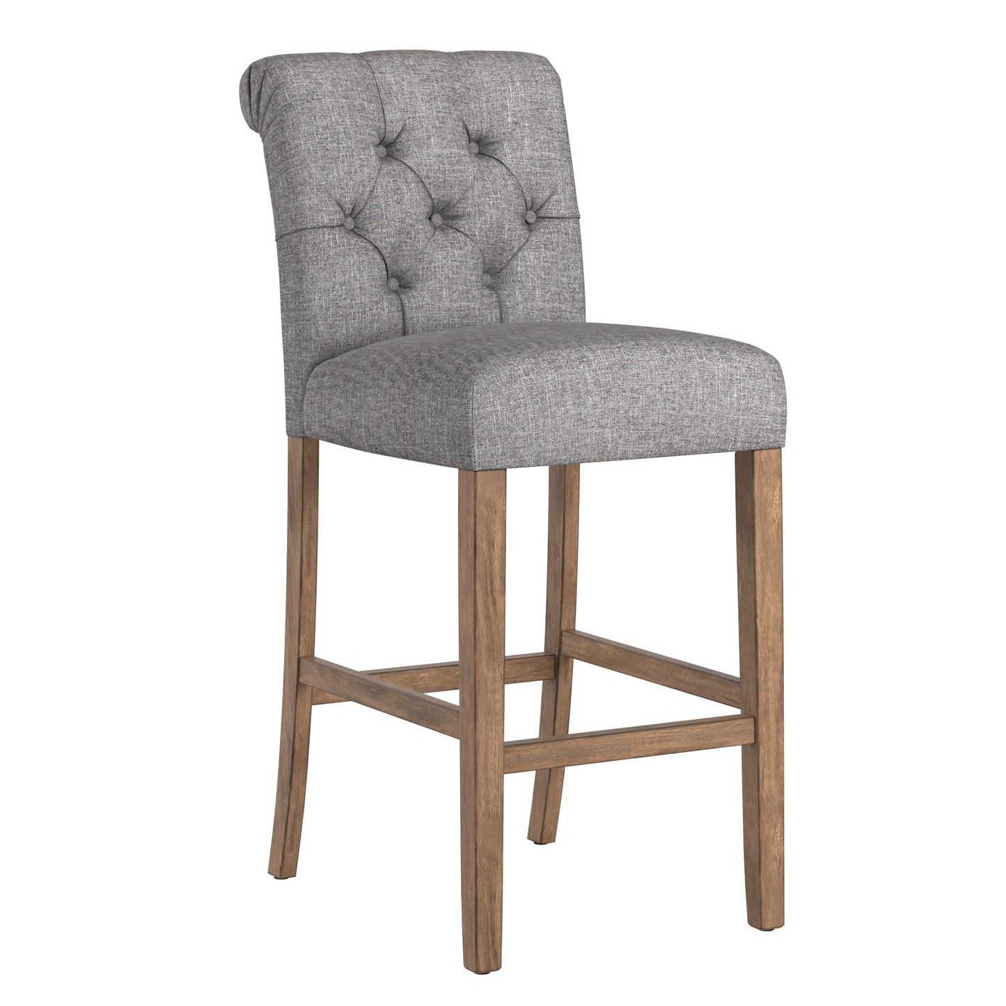 Tufted Rolled Back Bar Height Stools (Set of 2) - Gray