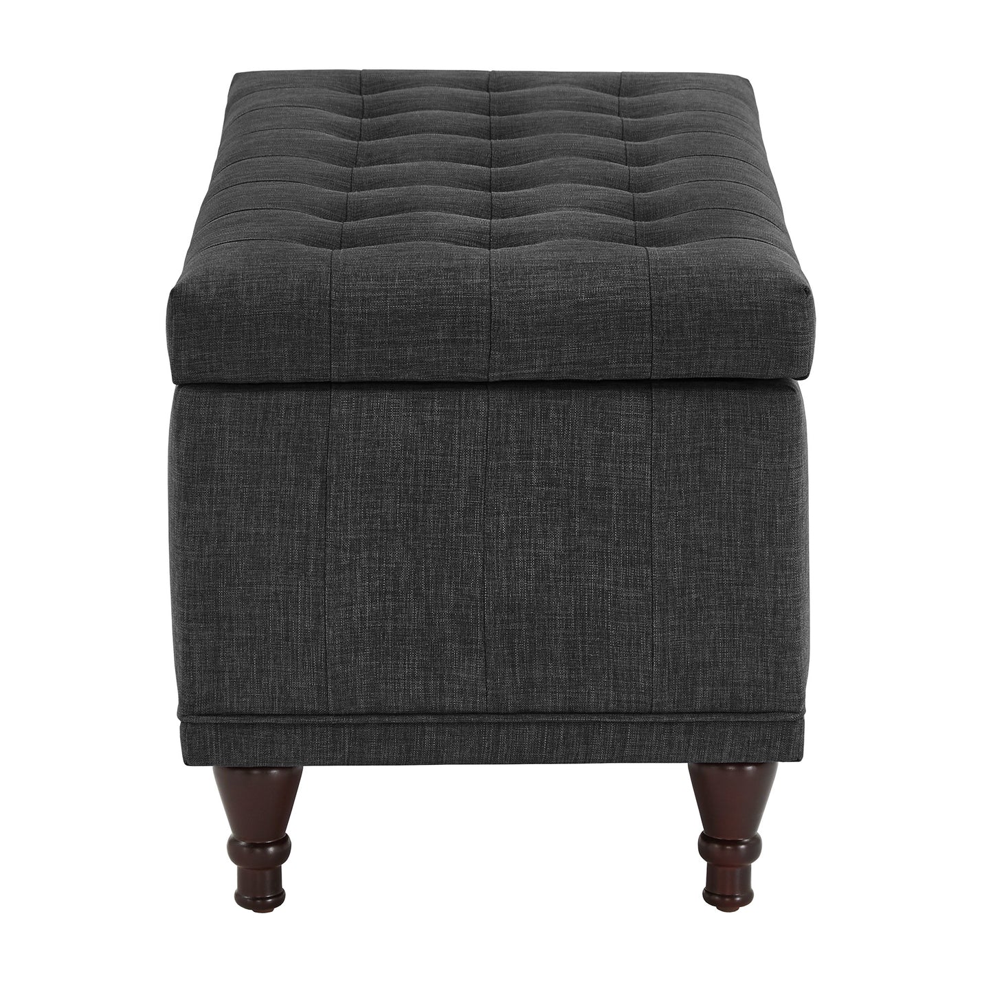 Tufted Storage Bench - Black Heathered Weave