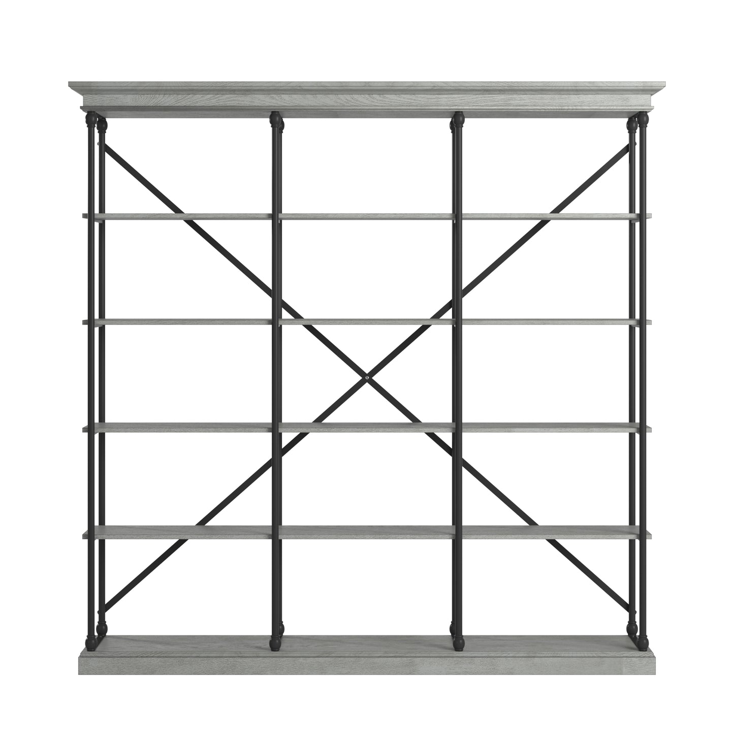 Cornice Triple Shelving Bookcase - Gray Finish