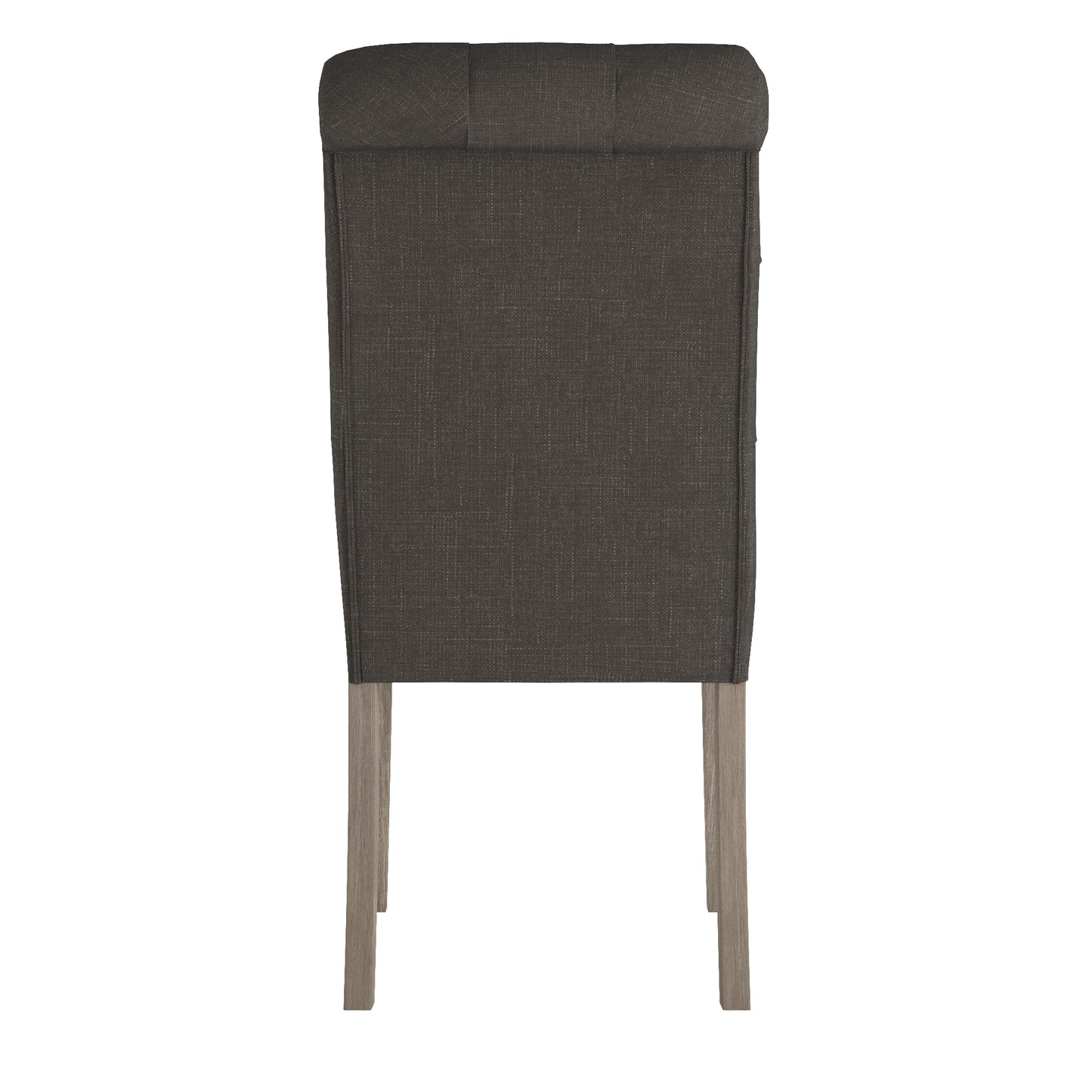 Tufted Rolled Back Parsons Chairs (Set of 2) - Gray Finish, Dark Gray Linan