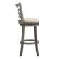 Window Back 29"H Swivel Bar Stool - Antiqua Gray Finish, Baiga Linan