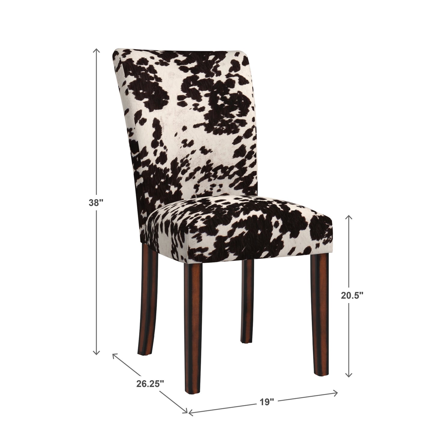 Cowhide Parsons Dining Chairs (Set of 2) - Espresso Finish, Black Cowhide