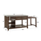 Reclaimed Look Extendable Kitchen Island - Brown Finish, Concrete Veneer Top