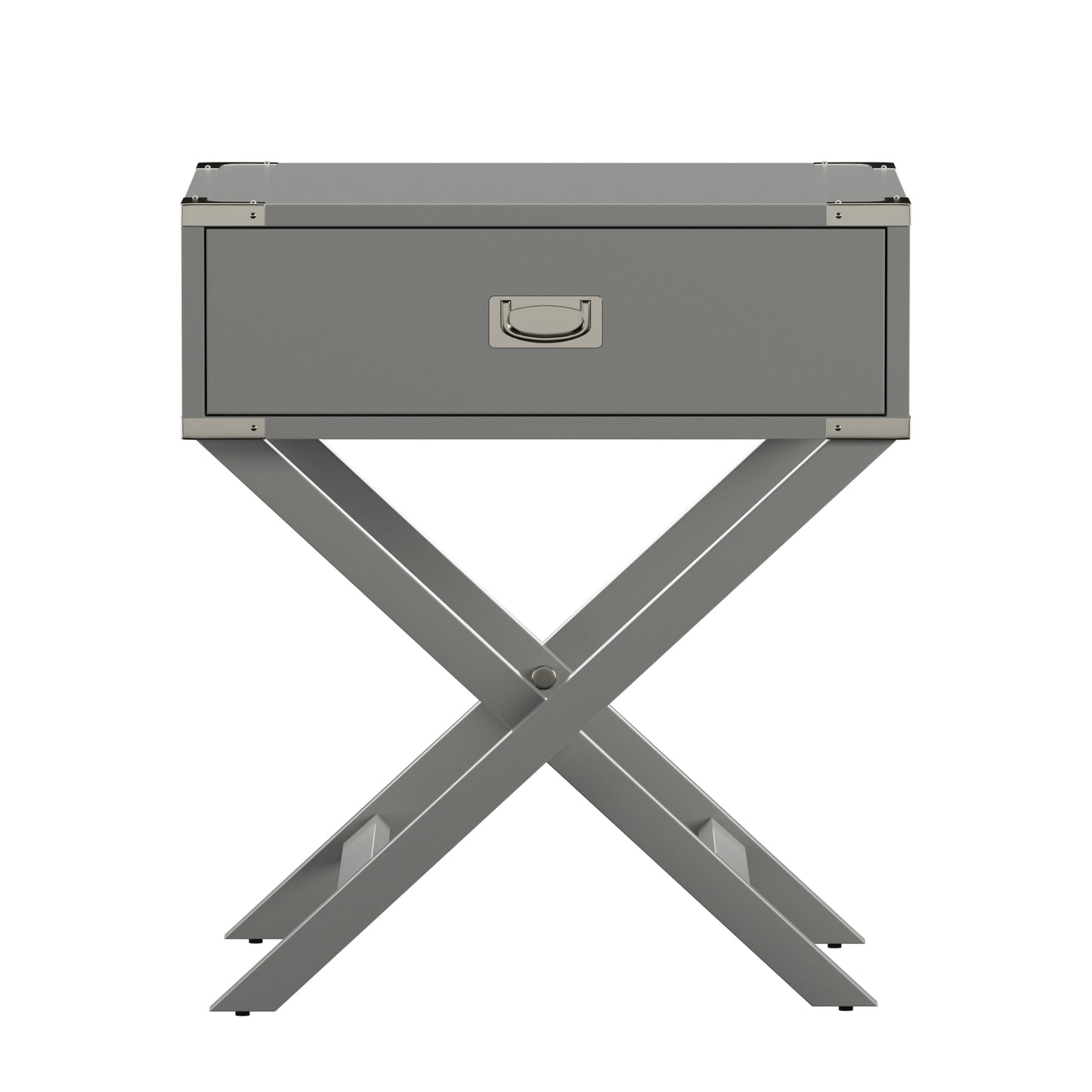 X-Base Wood Accent Campaign Table - Frost Gray