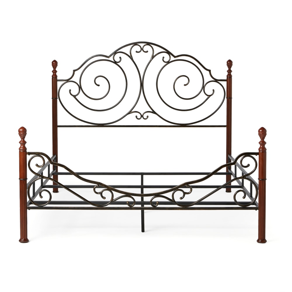 Graceful Scroll Bronze Metal Bed - Full