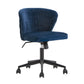 Curved Back Velvet Wave Pattern Office Chair - Navy Blue