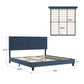 Black Finish Frame with Velvet Fabric Platform Bed - Dark Blue, King (King Size)