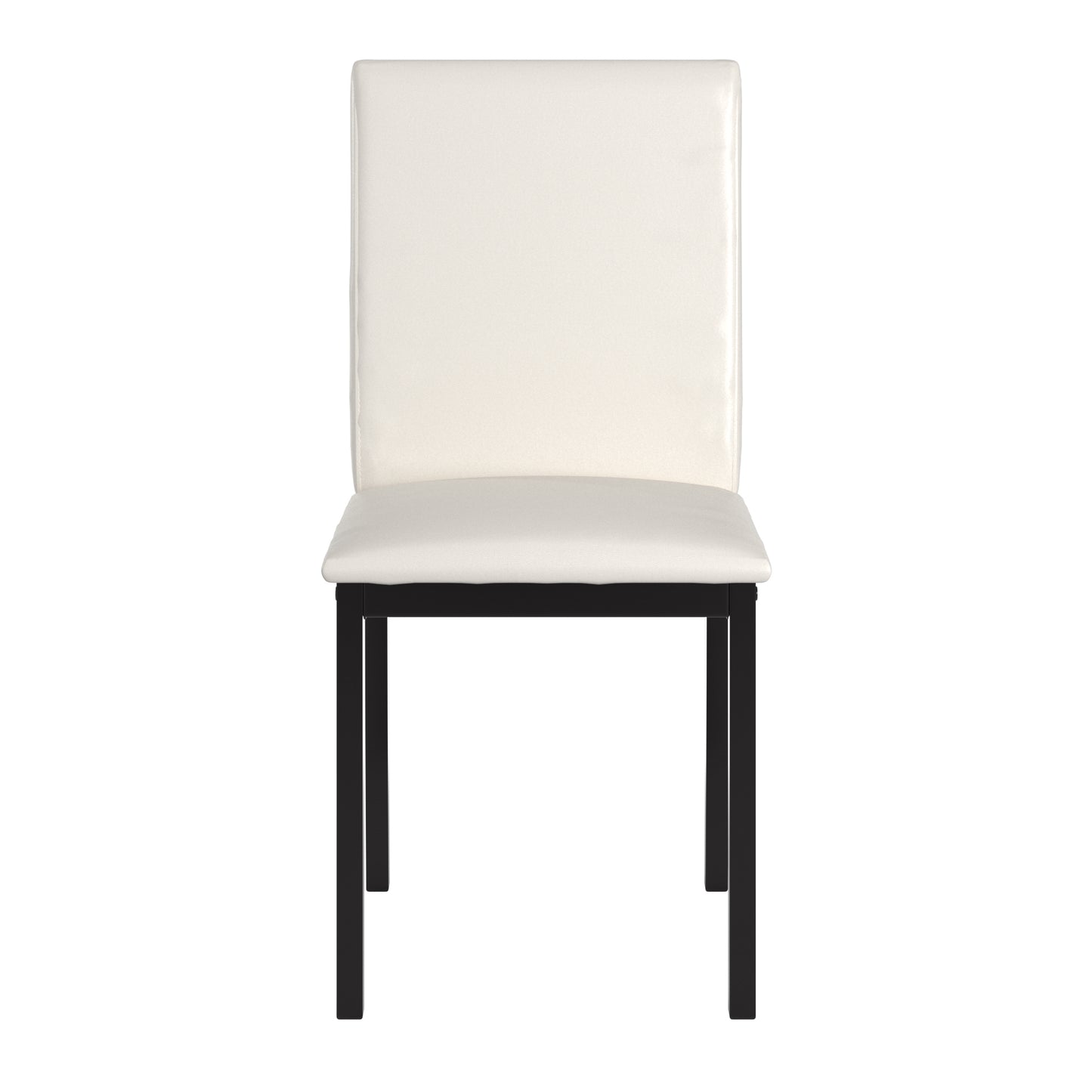 Metal Upholstered Dining Chairs - White Faux Leather, Set of 2