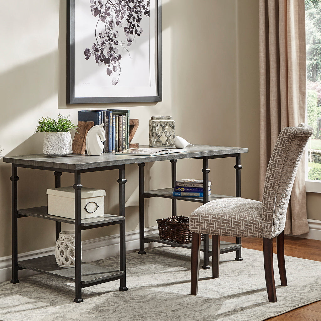 Vintage Industrial Storage Desk - Gray Finish