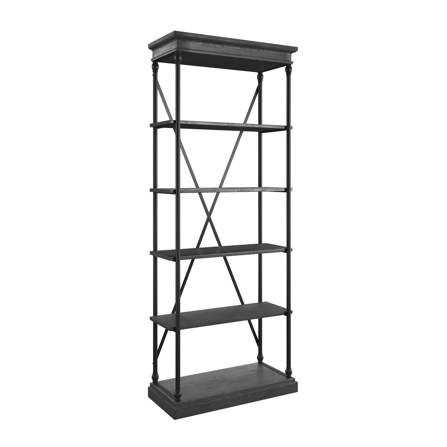 Cornice Etagere Bookcase - Black Finish