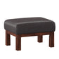 Mission-Style Wood Ottoman - Dark Brown Faux Leather, Oak Finish