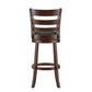 Ladder Back 29"H Swivel Bar Stool - Dark Cherry Finish, Dark Gray Linen