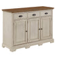 Wood Cabinet Buffet Server - Oak Top with Antique White Base