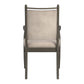 Wood Finish Beige Fabric Arm Chair (Set of 2) - Gray