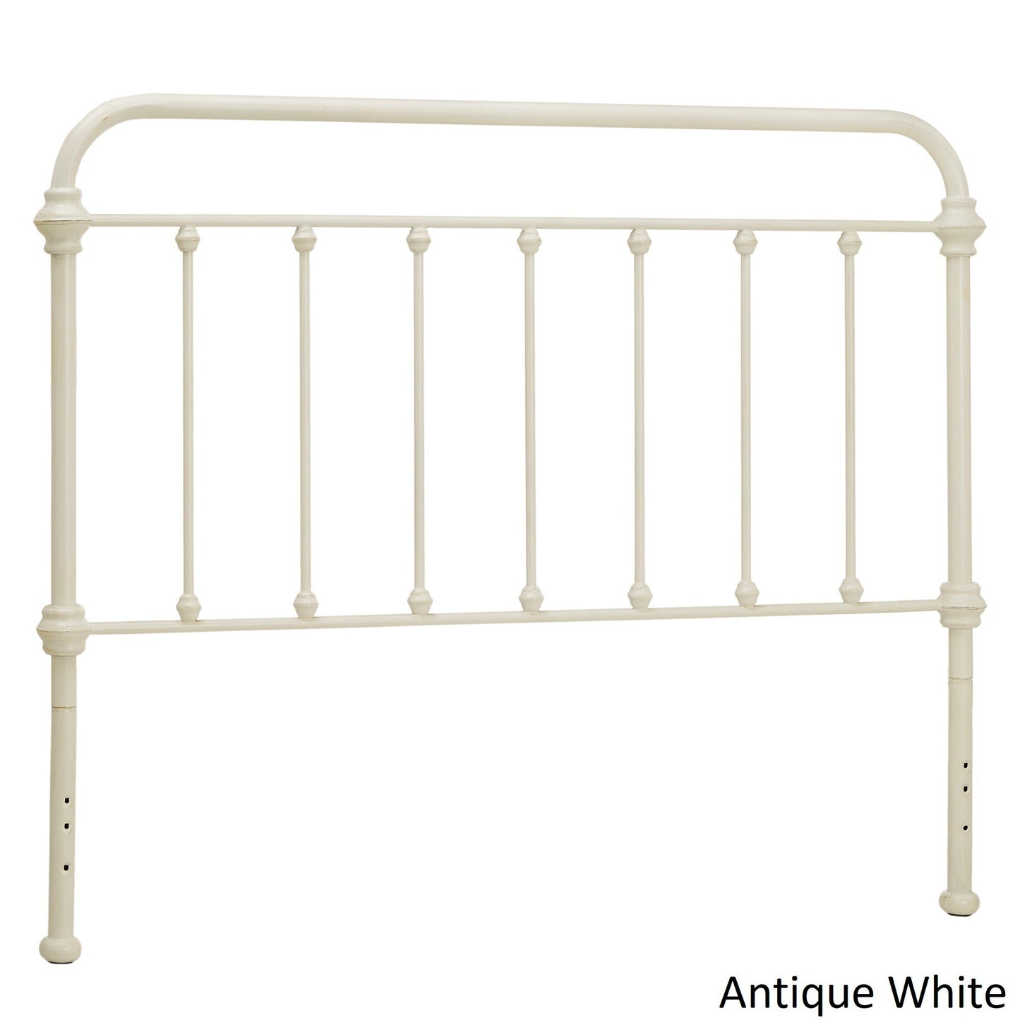 Antique Graceful Victorian Metal Headboard - Antique White, Queen