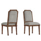 Arched Linen and Wood Dining Chairs (Set of 2) - Gray Linan, Brown Finish