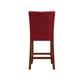 Classic Upholstered High Back Counter Height Chairs (Set of 2) - Cherry Finish, Red Microfiber