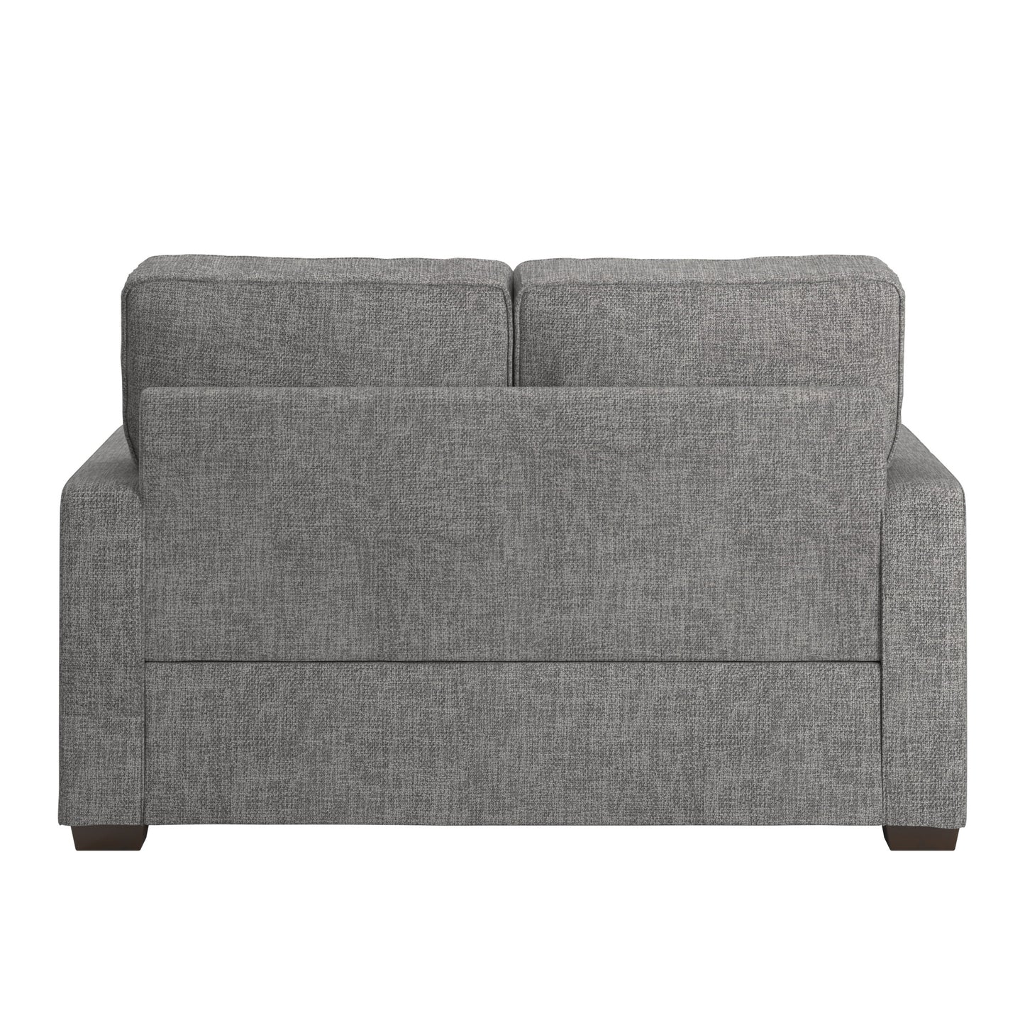 Modern Fabric Upholstered Square Arm Sofa - Loveseat, Gray Woven Fabric