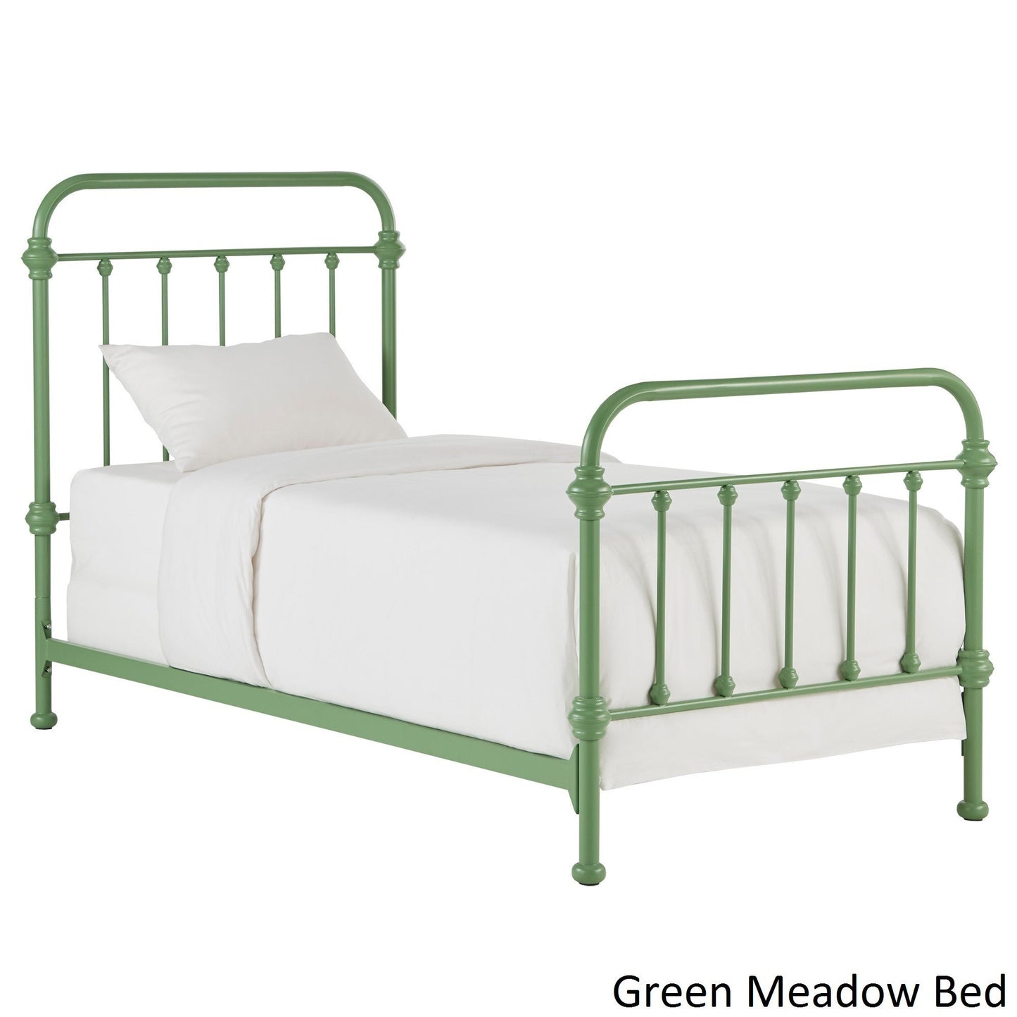 Antique Graceful Victorian Iron Metal Bed - Meadow Green, Twin (Twin Size)