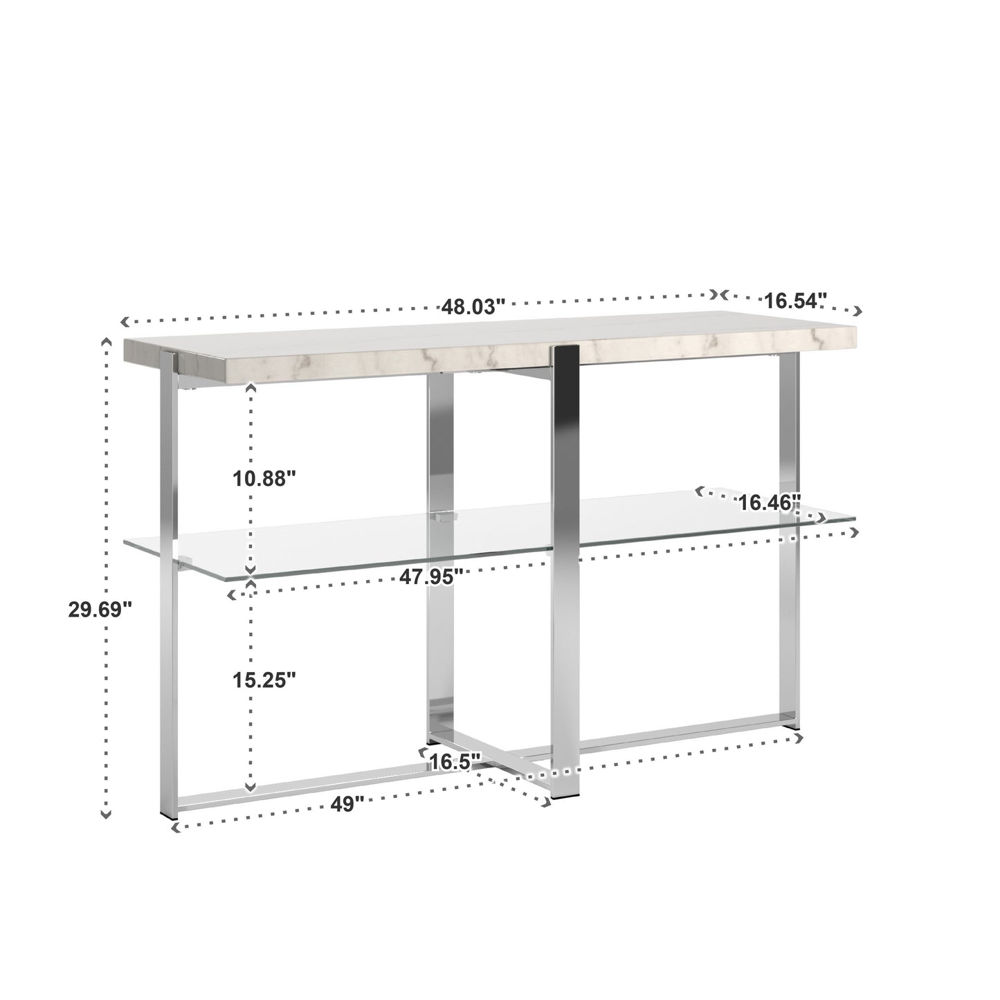 Marble Top Chrome Framed Sofa Table