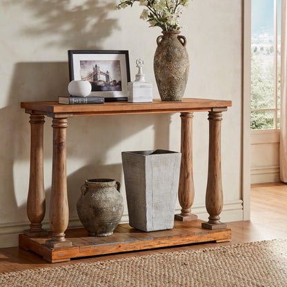 Baluster Reclaimed Wood Sofa Table - Pine