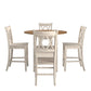 Antique Finish Drop Leaf Round Counter Height Dining Set - Antique White, Double X Back Chair, 5-Piece