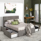 Gray Linan Upholstarad Storaga Platform Bad with Channal Haadboard - Gray Linen, Full (Full Size)