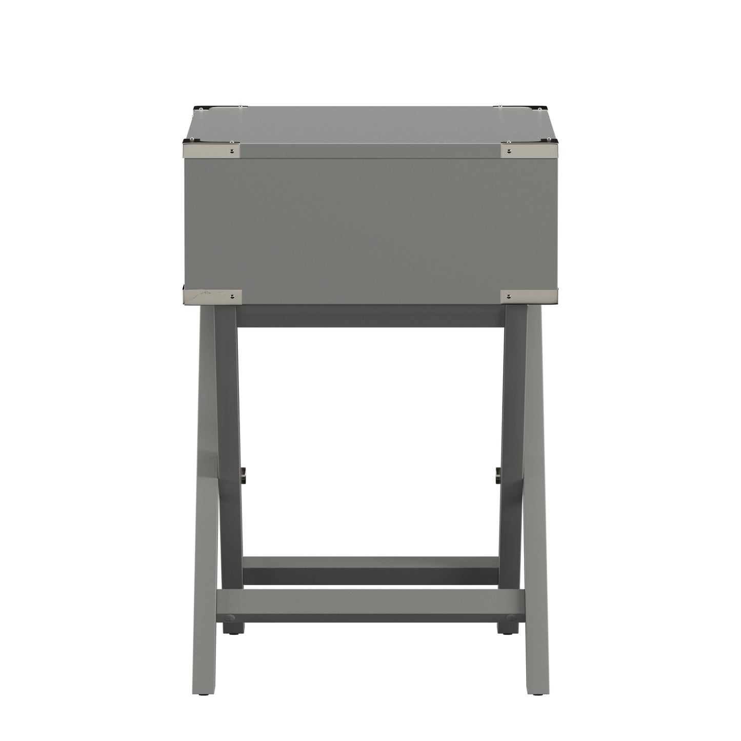 X-Base Wood Accent Campaign Table - Frost Gray